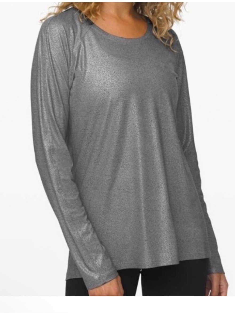 Lululemon Metallic Long-Sleeve Women's Top - Silver